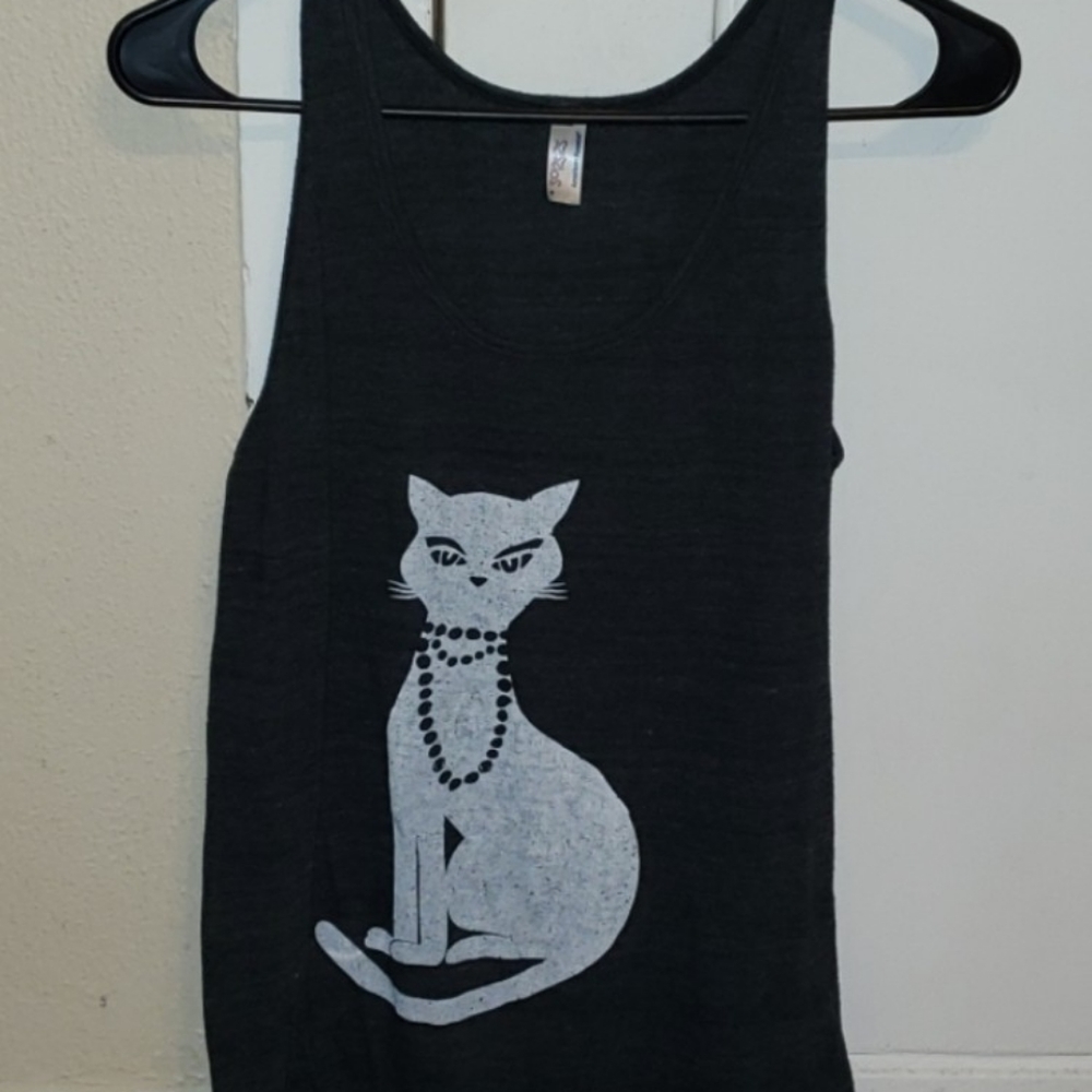 Dark grey car and pearls tank top